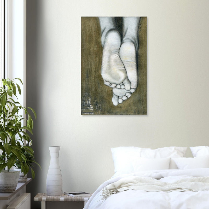 A painting of 2 female feet. Foot fetish art.