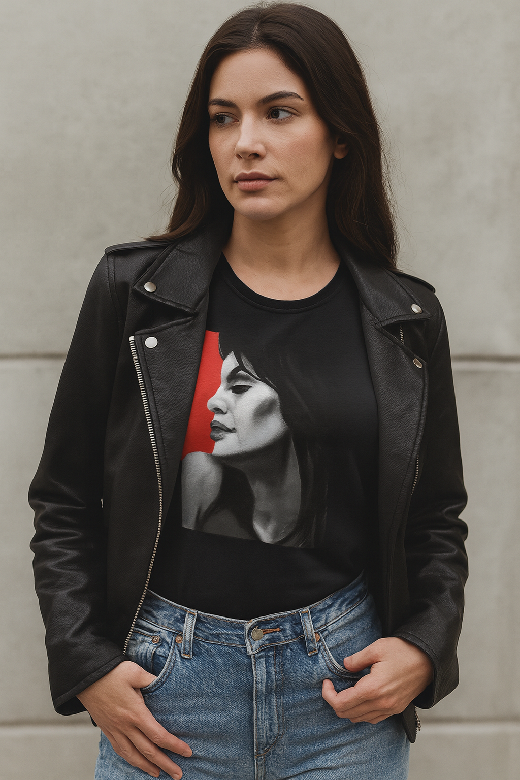 Neo-Noir Style Ladies T-Shirt by Lee Wilde – Black Artwork Design
